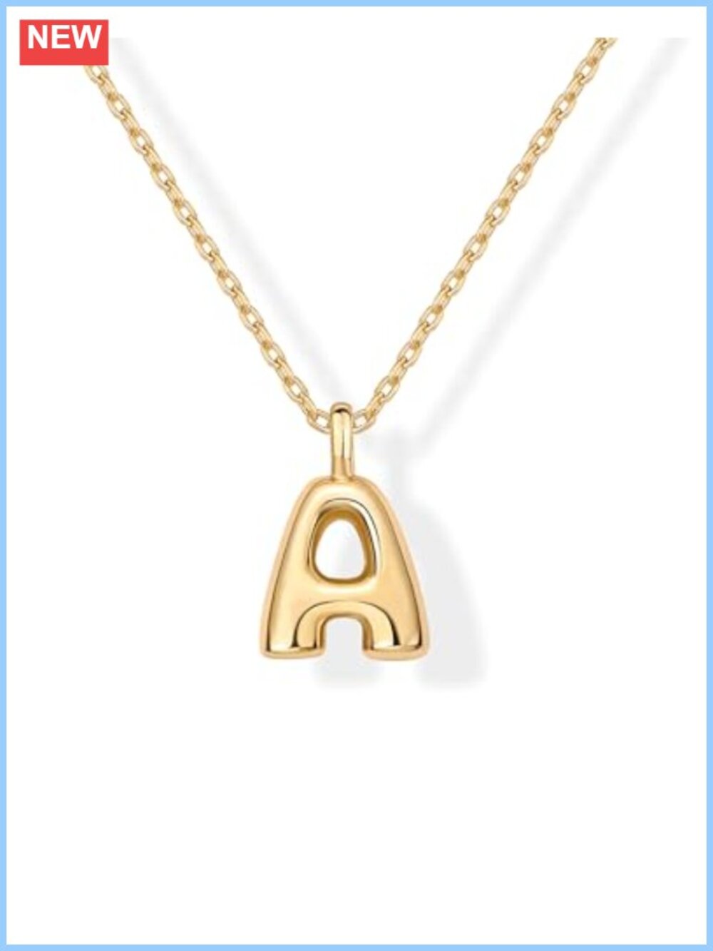 14K Gold Plated Bubble Initial Pendant Necklace for Women